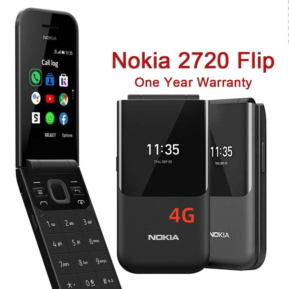 📱 Nokia 2720 Flip – Dual SIM –  with WhatsApp & Facebook - Classic Foldable Phone with WhatsApp & 4G LTE – Black & Gray – Ksh 3,249