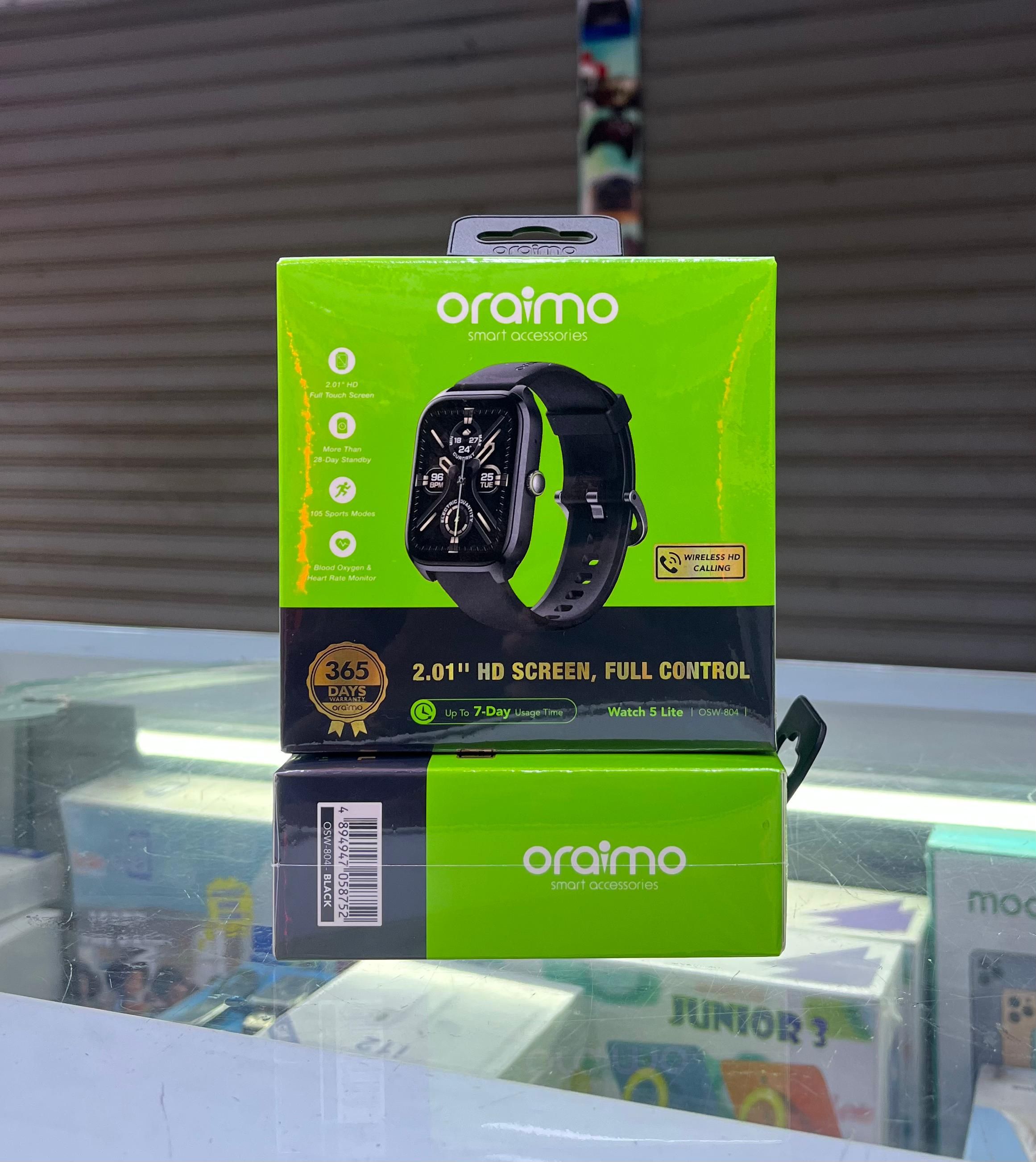 🟢 Oraimo Watch 5 Lite – 2.01” Full Touch HD | Bluetooth Calling | IP68 Waterproof – Ksh 2,349