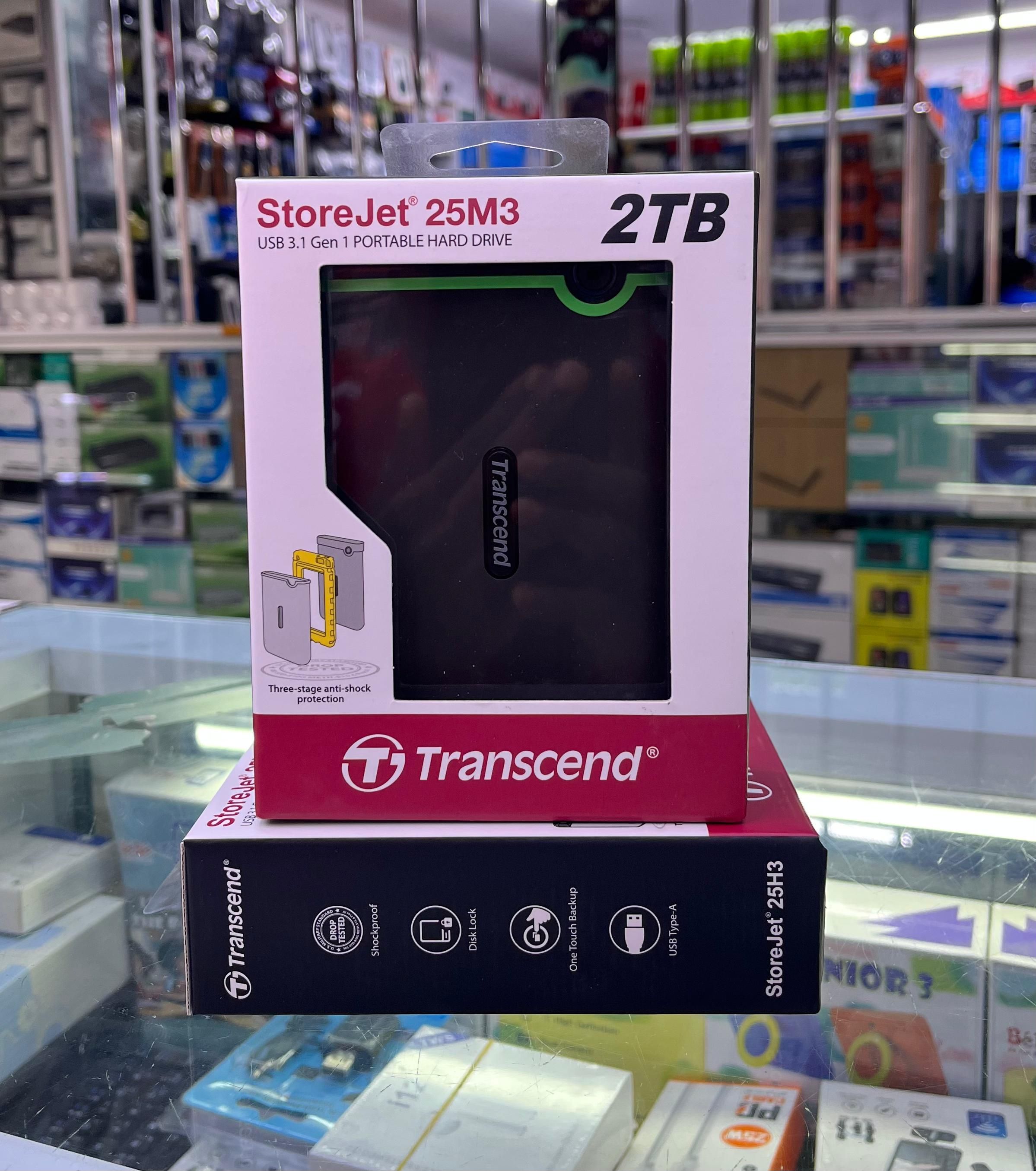 🟢 Transcend 1TB / 2TB External Hard Drive – USB 3.1 High-Speed Portable HDD | Shock-Resistant | Backup Support | Plug & Play for PC, Mac, PS4, CCTV – Brand New