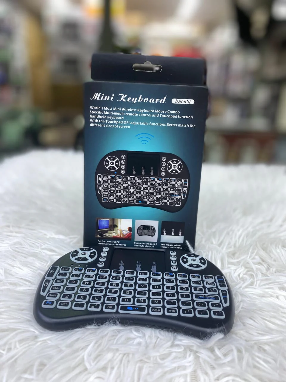 Mini Wireless Android Keyboard with Touchpad – Backlit 2.4GHz USB Rechargeable Remote Controller | Ideal for Smart TVs, Projectors, Android Boxes, Laptops & More