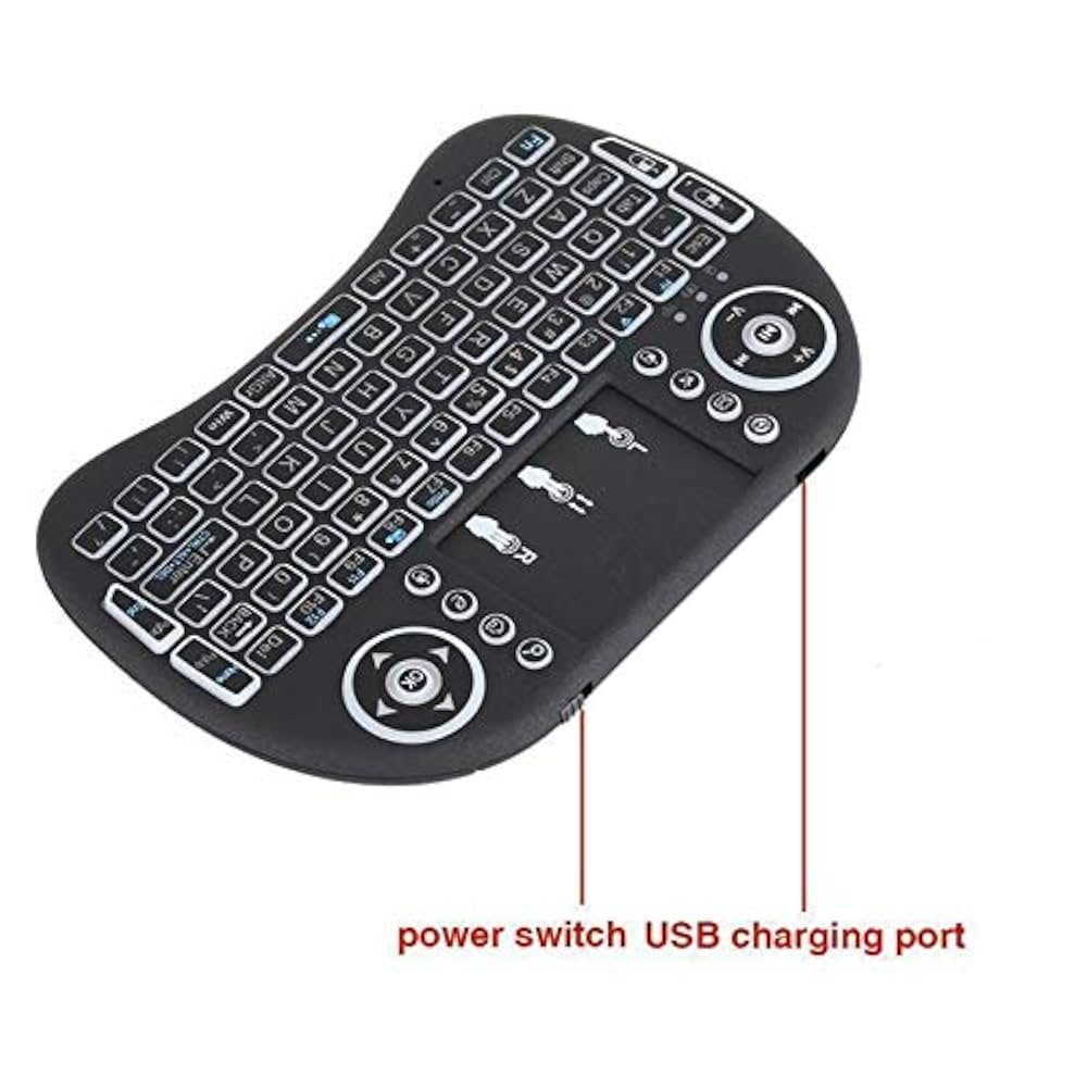 Mini Wireless Android Keyboard with Touchpad – Backlit 2.4GHz USB Rechargeable Remote Controller | Ideal for Smart TVs, Projectors, Android Boxes, Laptops & More