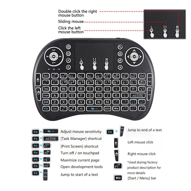 Mini Wireless Android Keyboard with Touchpad – Backlit 2.4GHz USB Rechargeable Remote Controller | Ideal for Smart TVs, Projectors, Android Boxes, Laptops & More