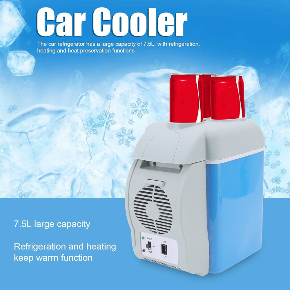 7.5L Portable Car Fridge – Mini Electric Cooler & Warmer | 12V DC for Vehicles | Low Noise | Dual Function | Ideal for Travel, Camping, Road Trips & Office Use