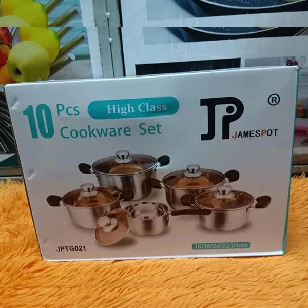🍽️ Jamespot 10-Piece Stainless Steel Cooking Set – Heavy Duty | Premium Quality | Fully Restocked | Ideal for Gas & Electric Cookers