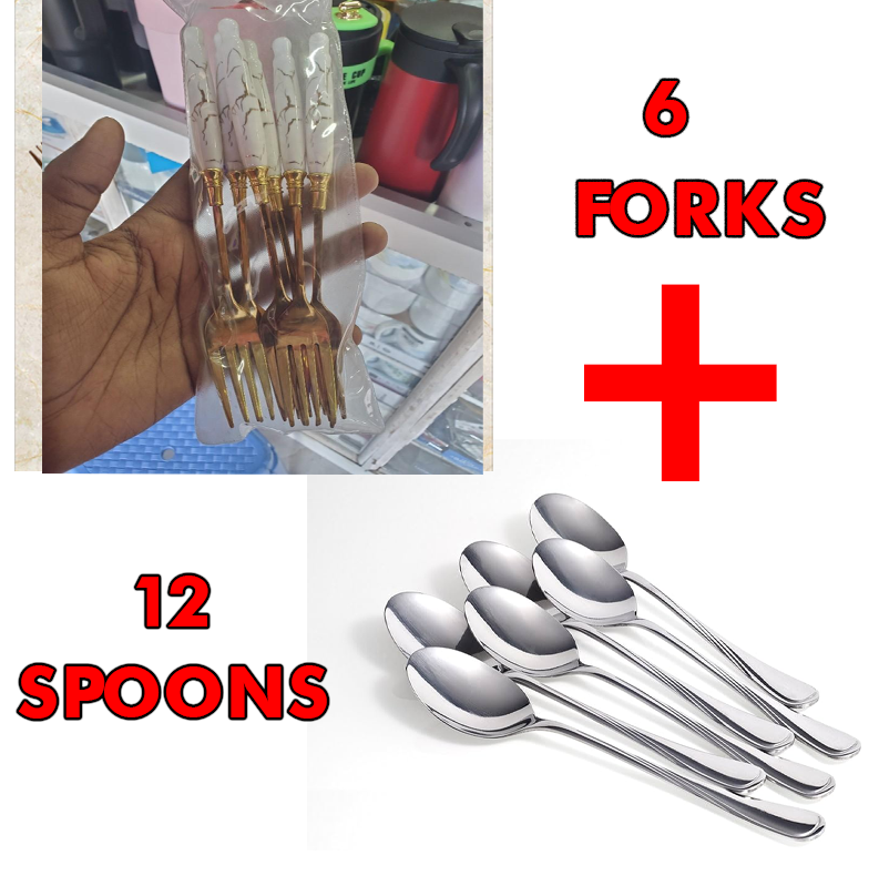 Marble Handle Cutlery – 12pcs Spoons / 6pcs Forks / Combo Set | Elegant Stainless Steel Dining Utensils