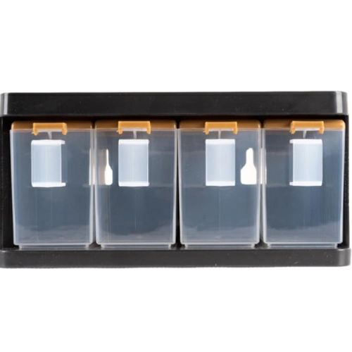 🧂 ADIX 4-in-1 Spice Rack Set – 4 Compartments with Spoons | Airtight Seasoning Storage Jars for Kitchen Organization 🍲