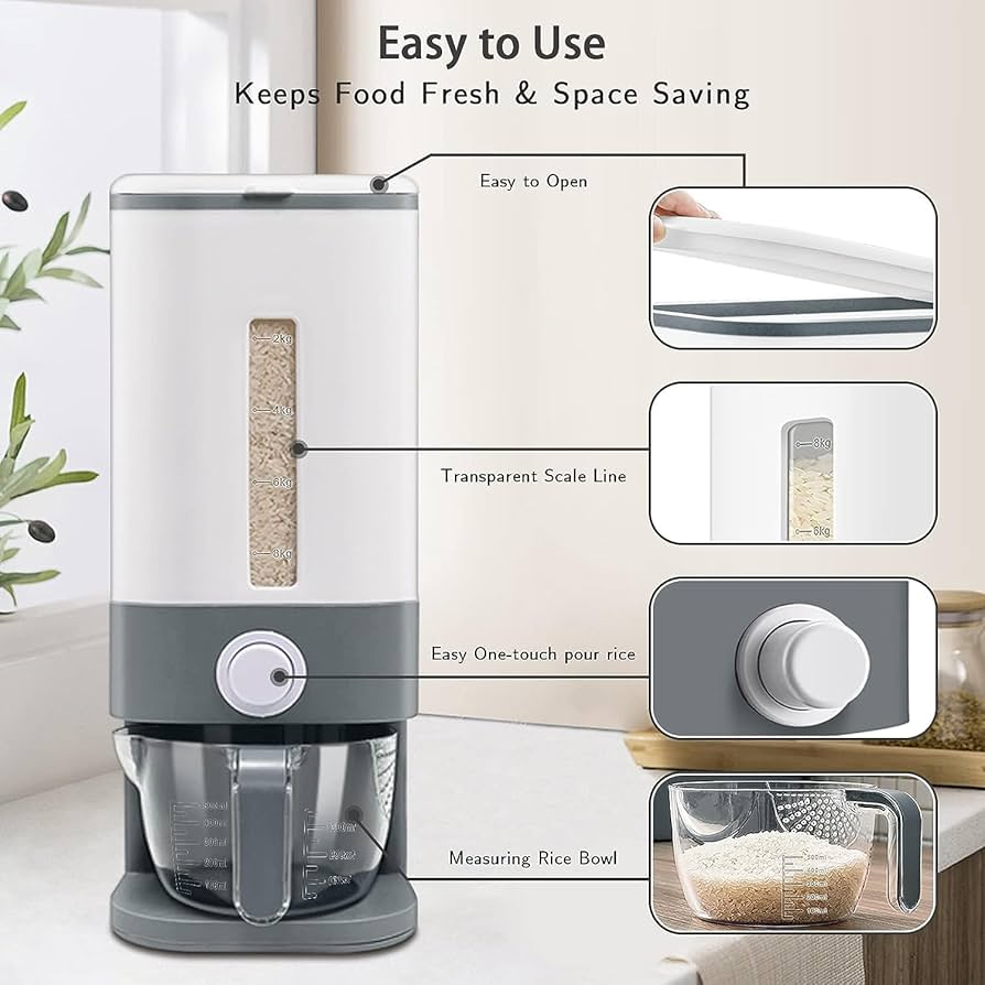 🍚 Automatic Cereal Dispenser | Dual Dry Food Storage Container with Portion Control – Airtight, Wall-Mountable or Countertop 🥣✨
