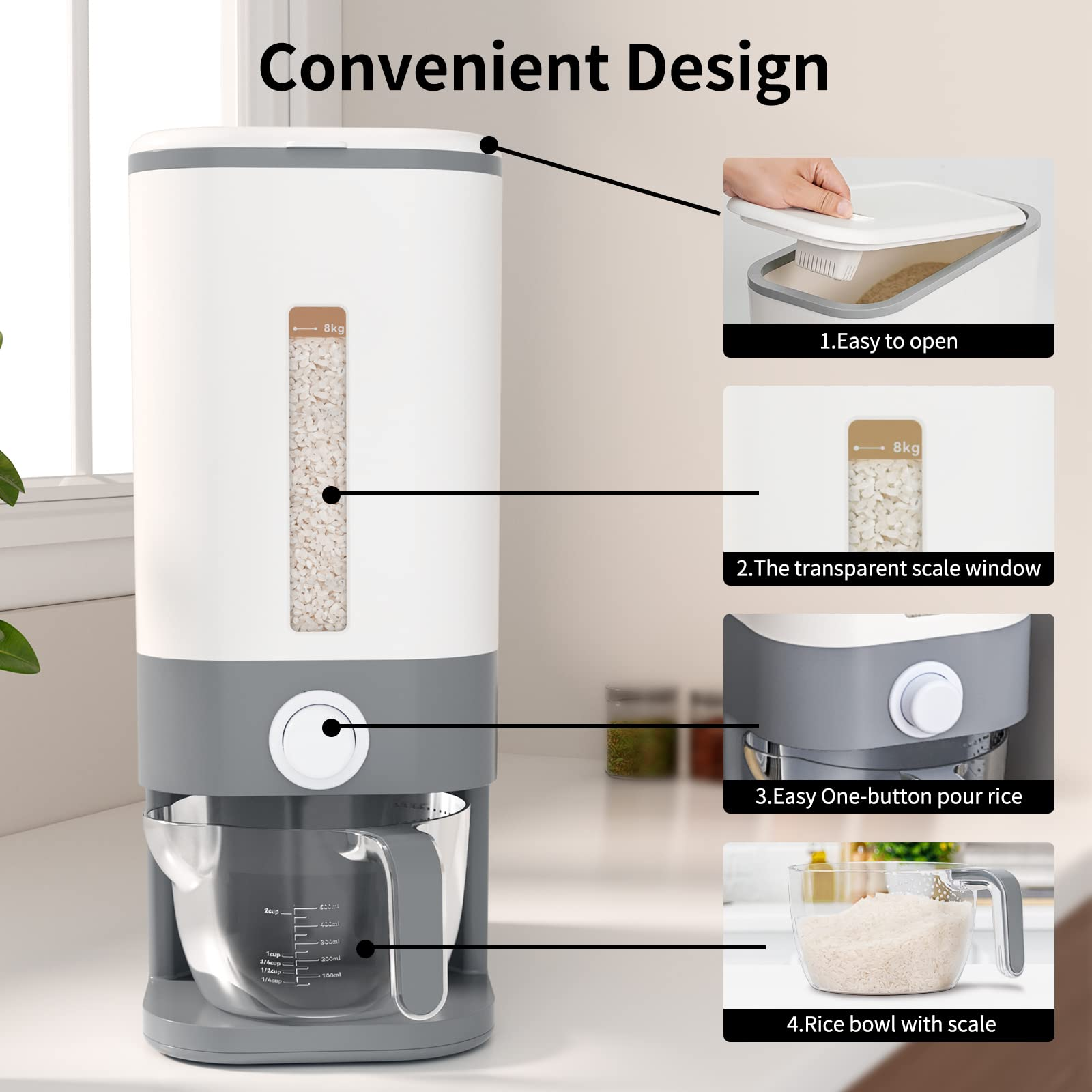 🍚 Automatic Cereal Dispenser | Dual Dry Food Storage Container with Portion Control – Airtight, Wall-Mountable or Countertop 🥣✨