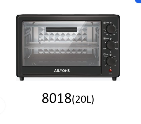 Ailyons Electric Oven – 20L or 40L – Bake, Toast, Grill & Roast – Adjustable Temperature – Multiple Heat Settings – Glass Door – Durable Design – 1300W/1800W – Black – AO-20 / AO-40