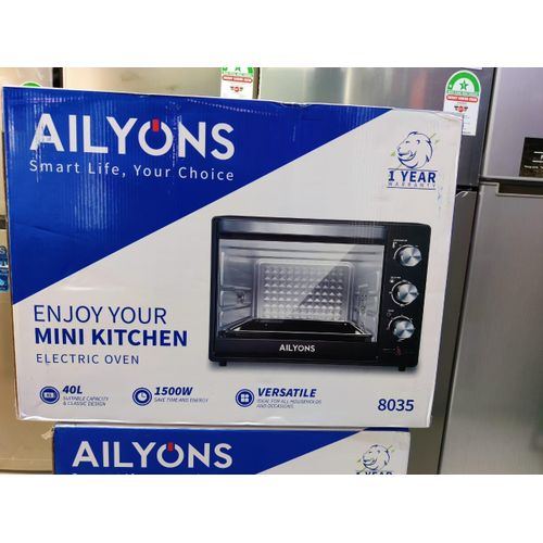 Ailyons Electric Oven – 20L or 40L – Bake, Toast, Grill & Roast – Adjustable Temperature – Multiple Heat Settings – Glass Door – Durable Design – 1300W/1800W – Black – AO-20 / AO-40