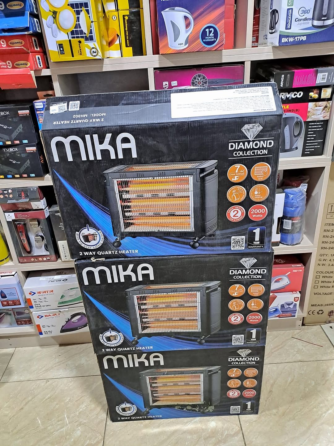 Mika Top & Front Quartz Heater – Powerful Electric Room Heater with Dual Heating Elements, Adjustable Thermostat & Safety Features – Energy Efficient