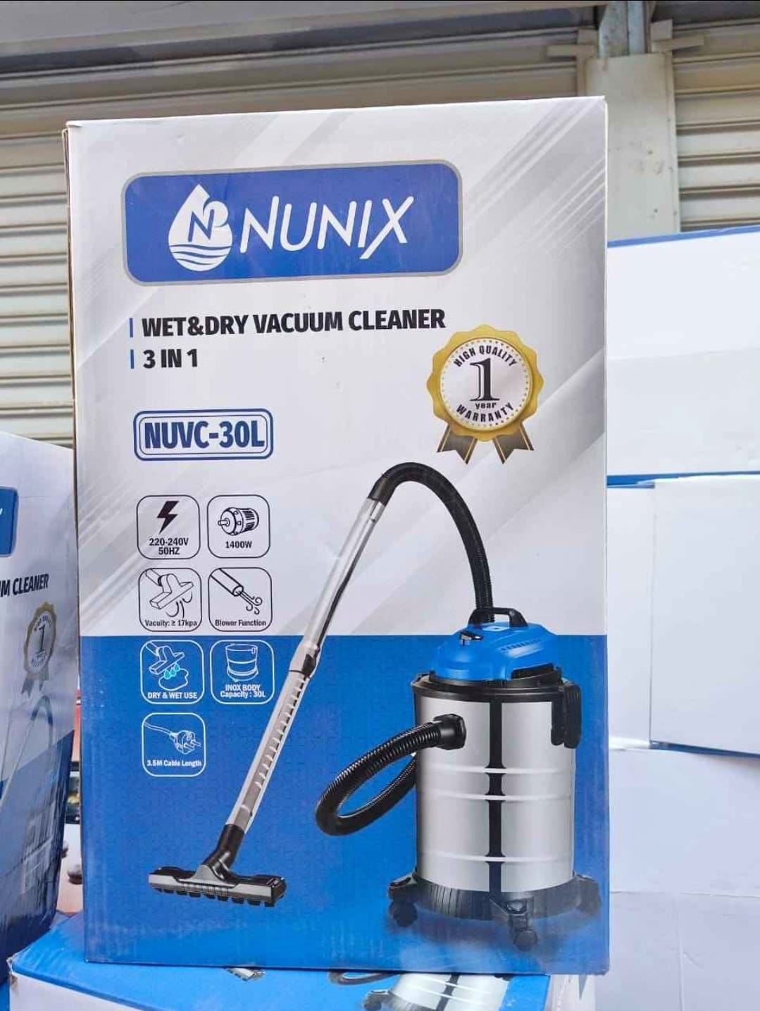 Nunix 30 Litres Wet & Dry Vacuum Cleaner NUVC-30L – Powerful 3-in-1 Industrial & Home Cleaning Machine with Blower, Large Capacity, Heavy Duty Motor