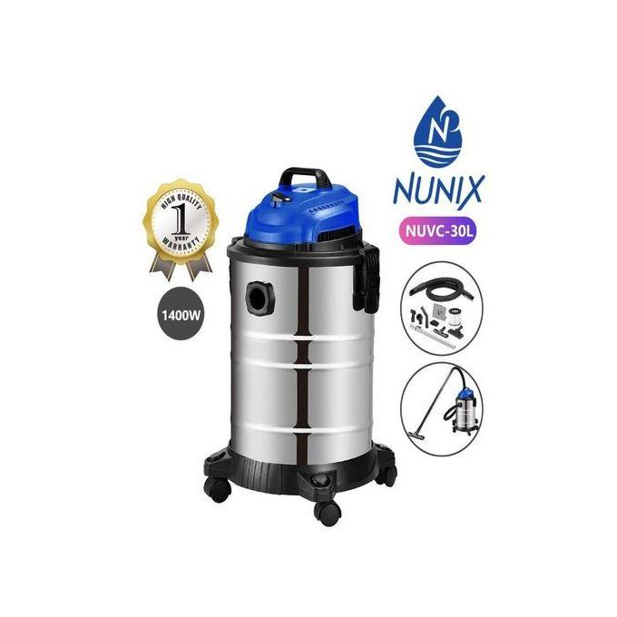 Nunix 30 Litres Wet & Dry Vacuum Cleaner NUVC-30L – Powerful 3-in-1 Industrial & Home Cleaning Machine with Blower, Large Capacity, Heavy Duty Motor