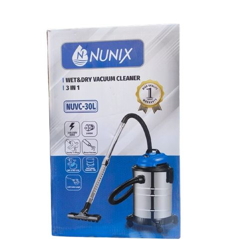 Nunix 30 Litres Wet & Dry Vacuum Cleaner NUVC-30L – Powerful 3-in-1 Industrial & Home Cleaning Machine with Blower, Large Capacity, Heavy Duty Motor