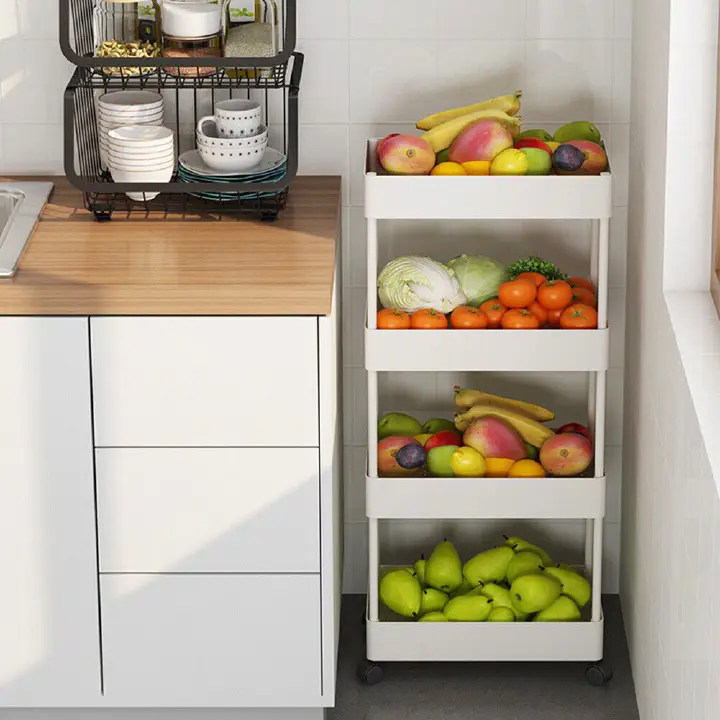 Fruit stand/ snack stand/ bathroom stand. 4 Tier Slim Storage Shelf Kitchen Bathroom Organiser Rack Shelving Unit Wheels