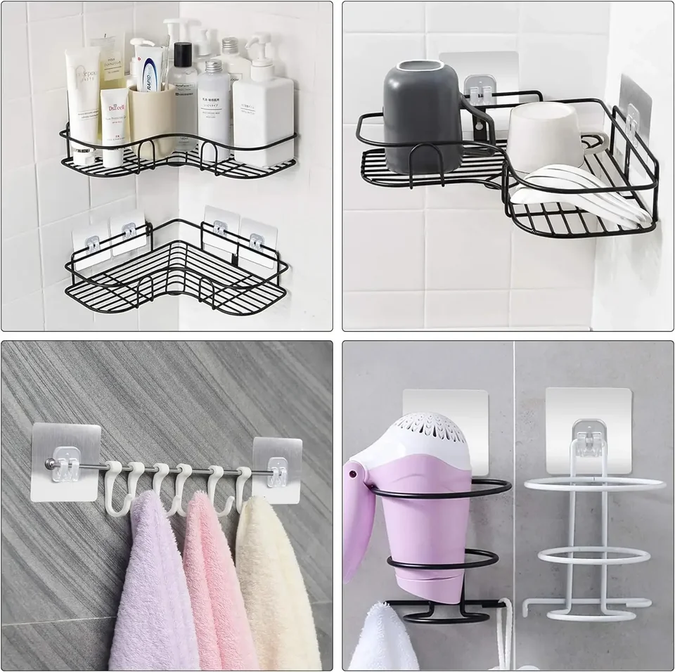 🛁 Bathroom Corner Shelf Organizer – Wall Mounted, Space-Saving Multipurpose Rack for Toiletries, Shampoo, Soap, and Accessories – Durable & Easy Installation