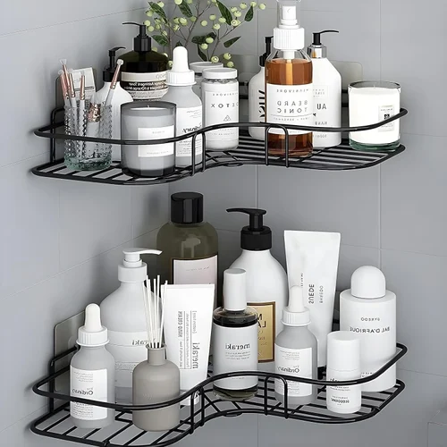🛁 Bathroom Corner Shelf Organizer – Wall Mounted, Space-Saving Multipurpose Rack for Toiletries, Shampoo, Soap, and Accessories – Durable & Easy Installation