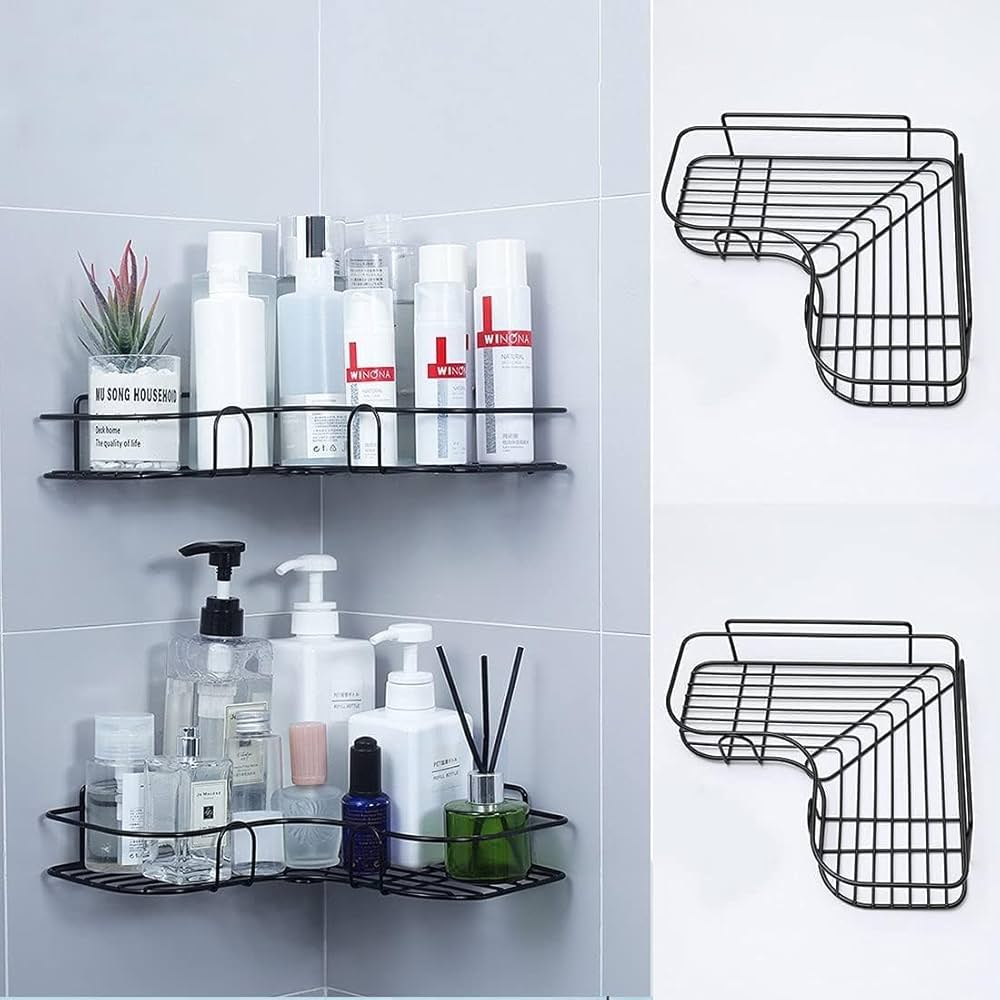 🛁 Bathroom Corner Shelf Organizer – Wall Mounted, Space-Saving Multipurpose Rack for Toiletries, Shampoo, Soap, and Accessories – Durable & Easy Installation