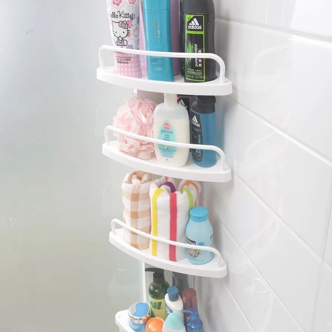 4 Tier Bathroom Adjustable Telescopic Multi-Corner Shelf Organiser with adjustable height