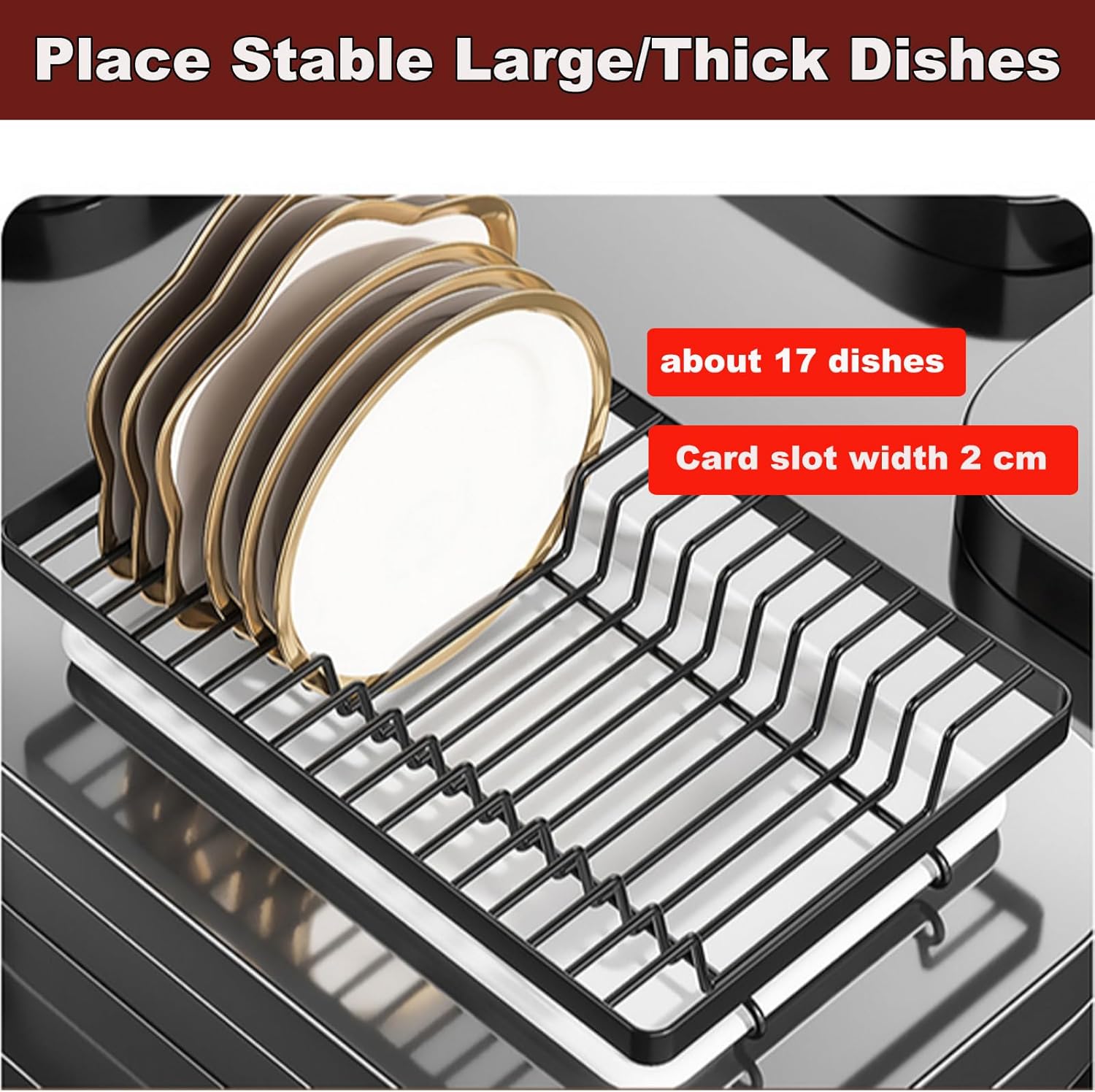 3 Tier High Quality Carbon Steel Dish Rack Utensil Organizer 3 Layers Dish Drainer
