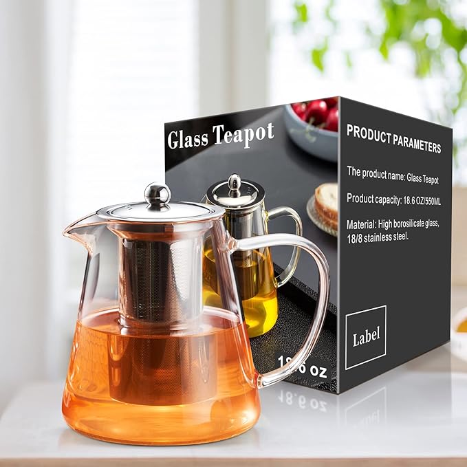 1000ML Borosilicate Glass Tea Pot Removable Infuser-Heat Resistant HIGH QUALITY– Made with quality borosilicate glass and BPA-free, no lead and other toxic chemicals, well protects your health,
