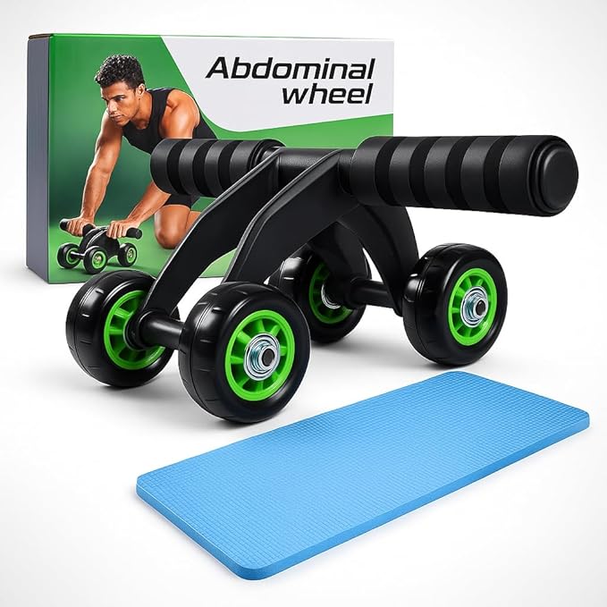 Ab Roller Wheel 4-Wheel Stability , Quality – Ab Wheel & Abdominal Exercise Roller for Abs Workout, Core Trainer & Home Gym Fitness Equipment for Men & Women