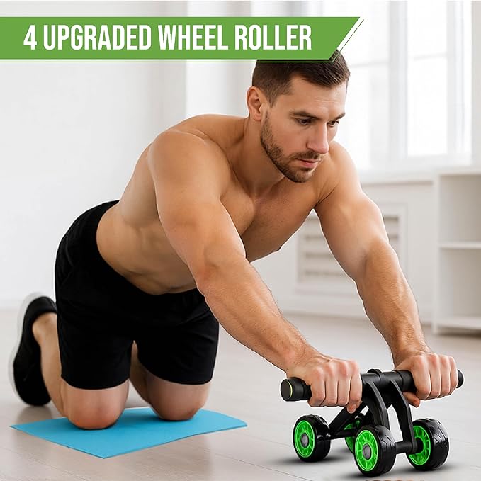 Ab Roller Wheel 4-Wheel Stability , Quality – Ab Wheel & Abdominal Exercise Roller for Abs Workout, Core Trainer & Home Gym Fitness Equipment for Men & Women