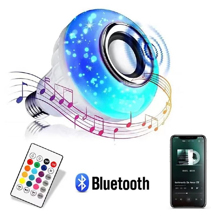 Smart LED Music Bulb with Bluetooth Speaker – Color-Changing Light & Wireless Sound in One. This LED Music Bulb combines vibrant RGB lighting with a built-in Bluetooth speaker to play your music.