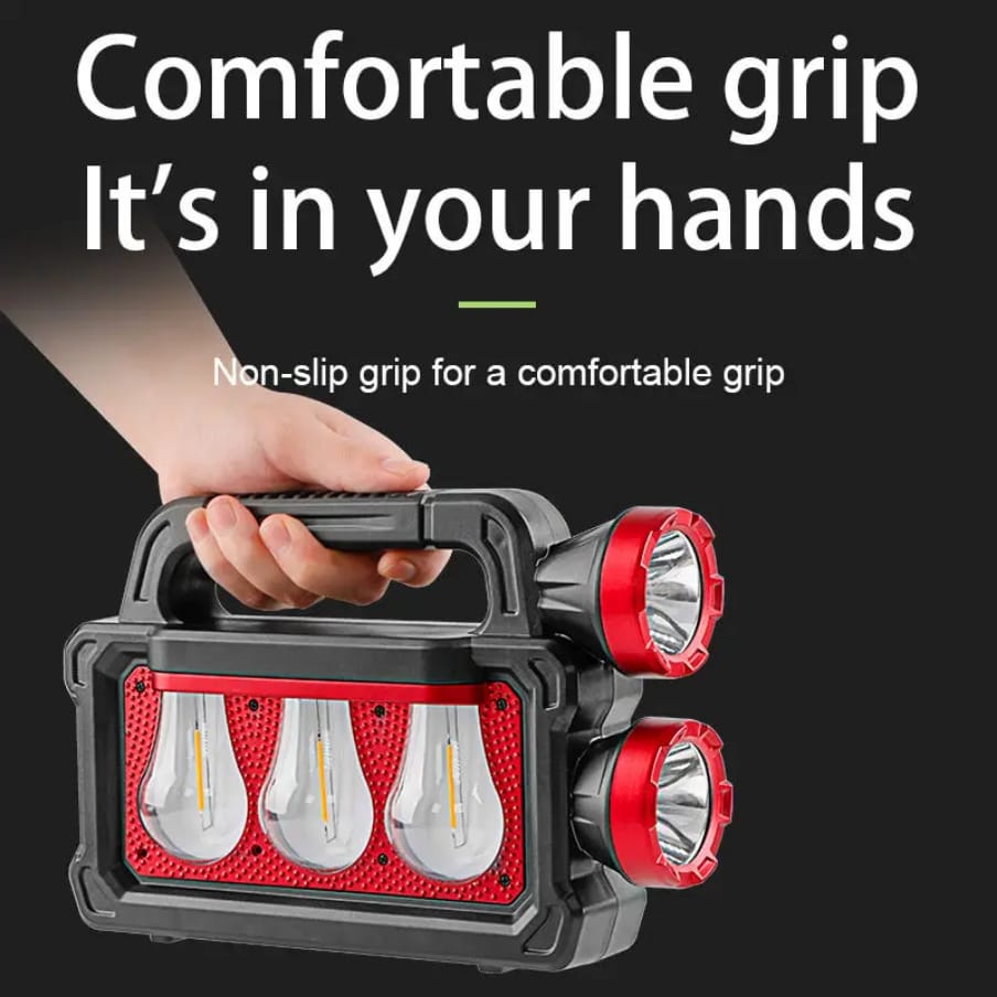 SPECIAL LIGHTING for all purposes 2-3 Bulb & Dual LED Flashlight Multifunctional Portable Lamp – Indoor/Outdoor Use with Power bank, Type-C & Solar Charging | Perfect for Camping, Emergencies & Travel