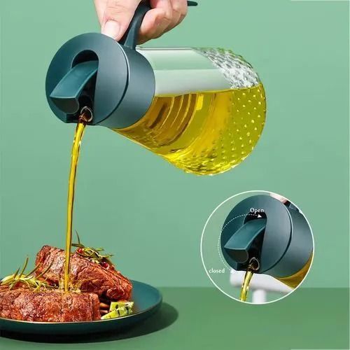 New Offers!! 630ml Glass Oil Dispenser Bottle – Non-Drip Auto flip Cooking Jar with Scale & Non-Slip Handle for Kitchen Use