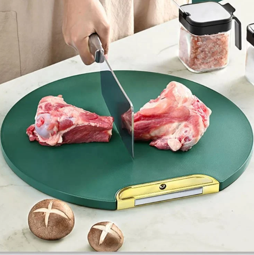 Nordic Round Rotating Chopping Board Kitchen Accessories Tabletop Plastic Chopping Board Free Standing With Detachable Handle Cutting Board