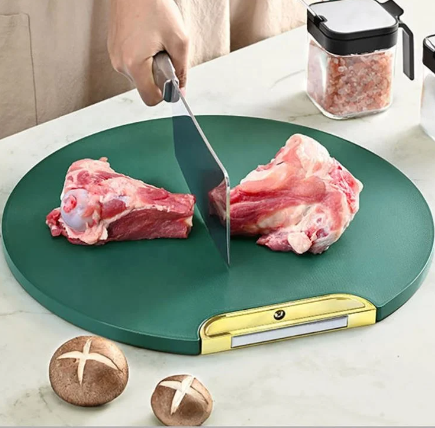 Nordic Round Rotating Chopping Board Kitchen Accessories Tabletop Plastic Chopping Board Free Standing With Detachable Handle Cutting Board