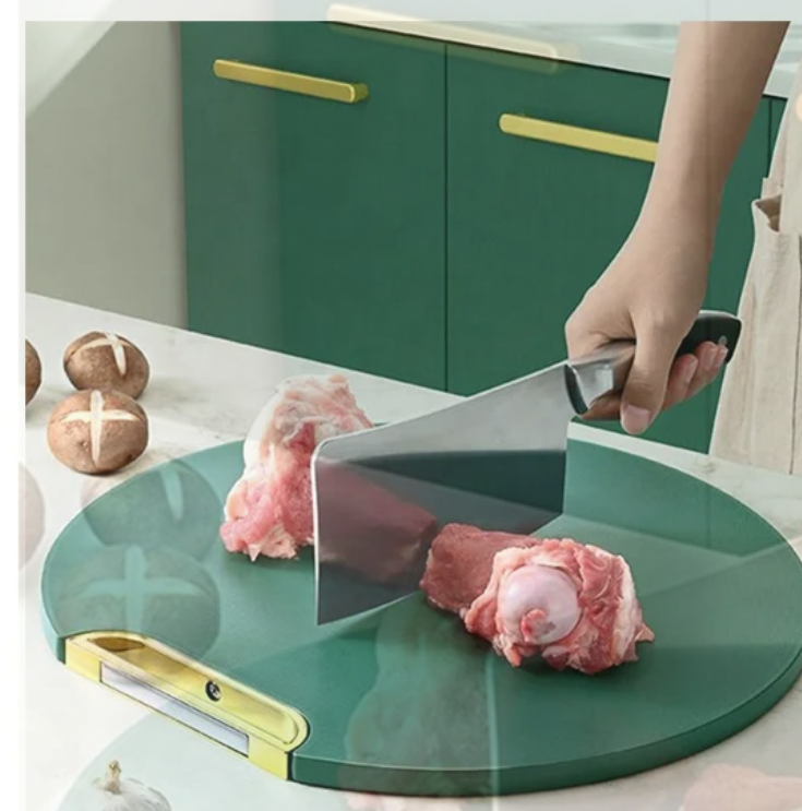 Nordic Round Rotating Chopping Board Kitchen Accessories Tabletop Plastic Chopping Board Free Standing With Detachable Handle Cutting Board