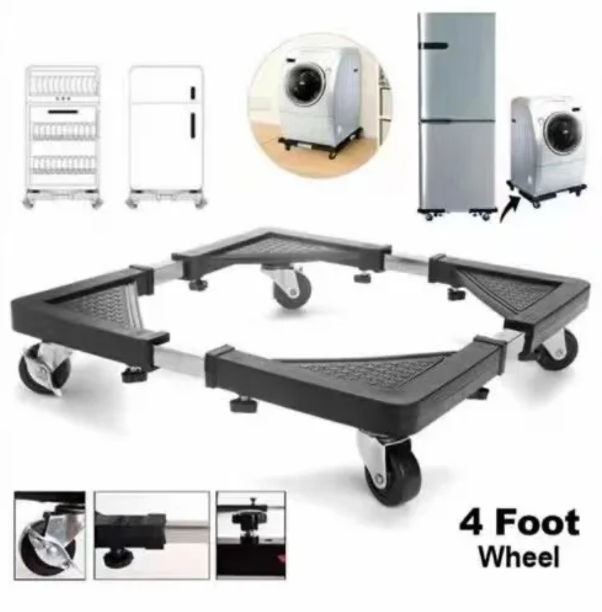 Adjustable Heavy-Duty Appliance Trolley Base | 4 Swivel Wheels | For Washing Machine, Fridge & AC | Movable Stand