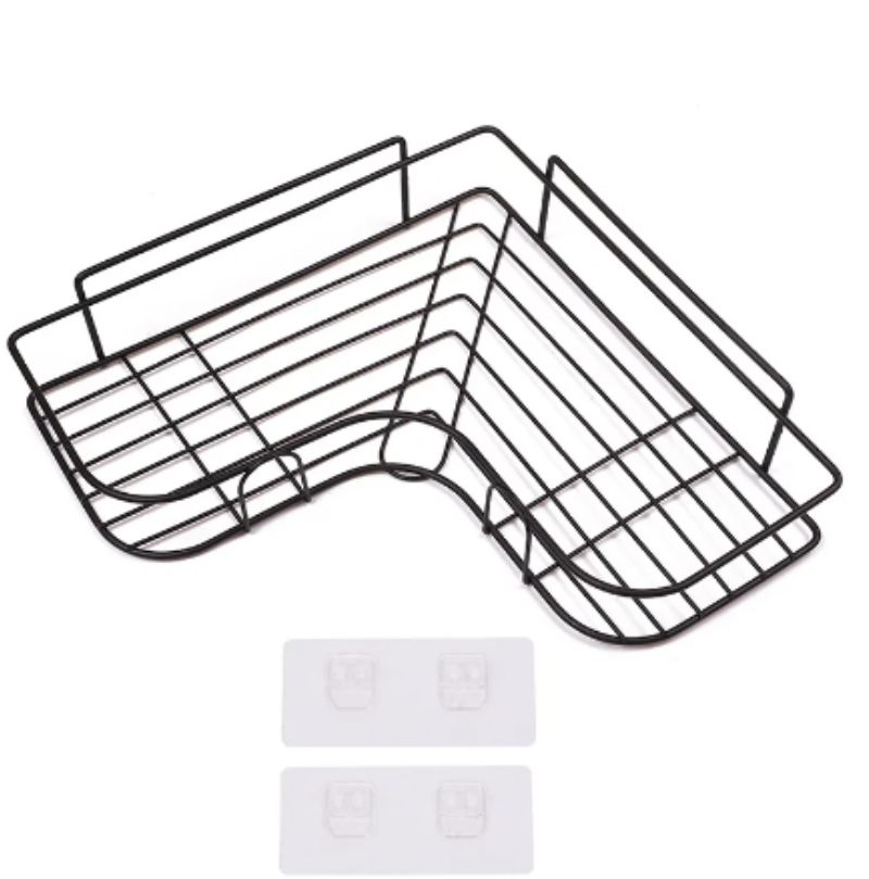 Strong Adhesive Metal Corner Storage Rack Punch-Free Toilet Triangle Iron Bathroom Shelf