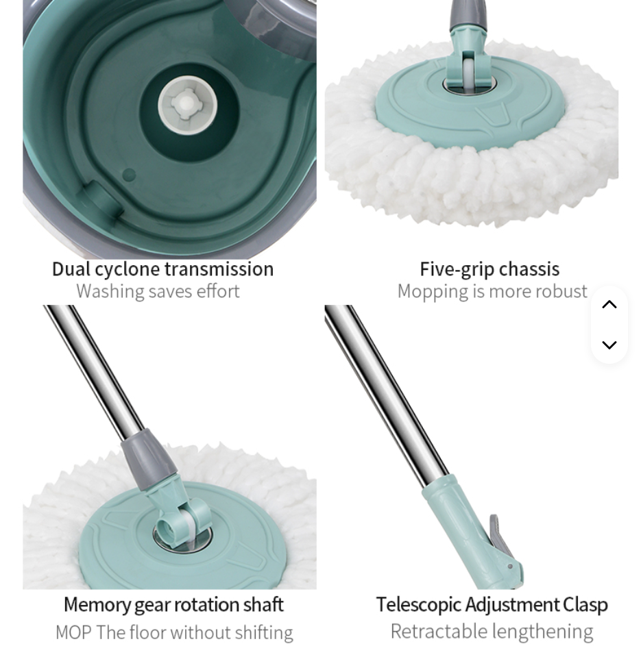 Spin Mop With Bucket Housework Hand Free Floor Cleaning Easy Microfiber Long Telescopic Handle Rotating 360 Spinning Magic Mop