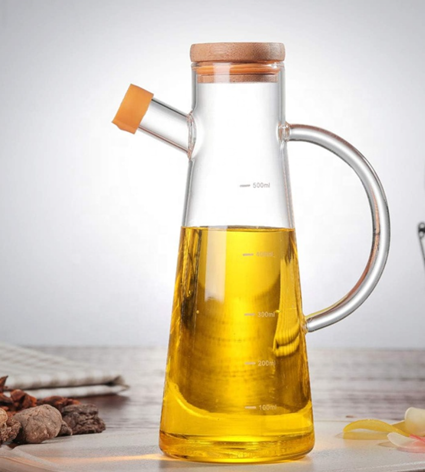 1000ml Oil dispenser  Bottle Cooking Oil Storage Bottle Glass Oil Bottle Vinegar Bottle With A Bamboo Lid