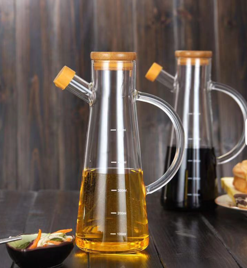 1000ml Oil dispenser  Bottle Cooking Oil Storage Bottle Glass Oil Bottle Vinegar Bottle With A Bamboo Lid