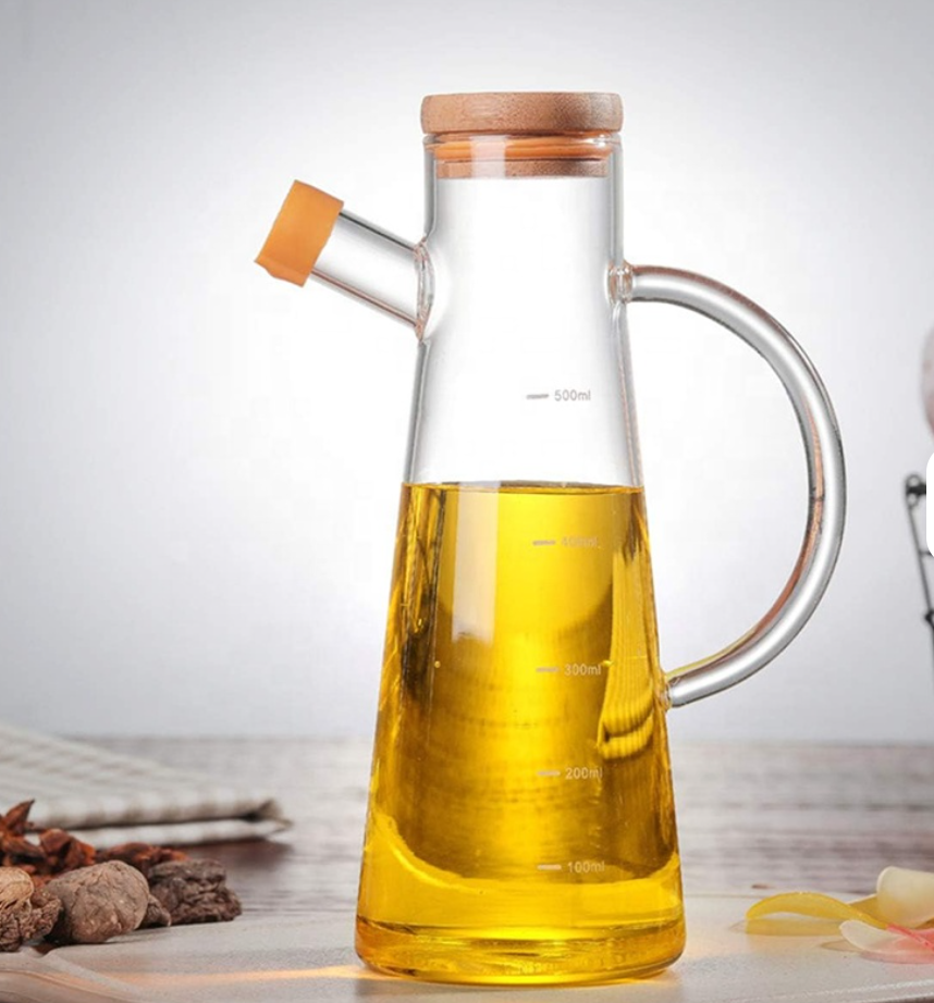 1000ml Oil dispenser  Bottle Cooking Oil Storage Bottle Glass Oil Bottle Vinegar Bottle With A Bamboo Lid