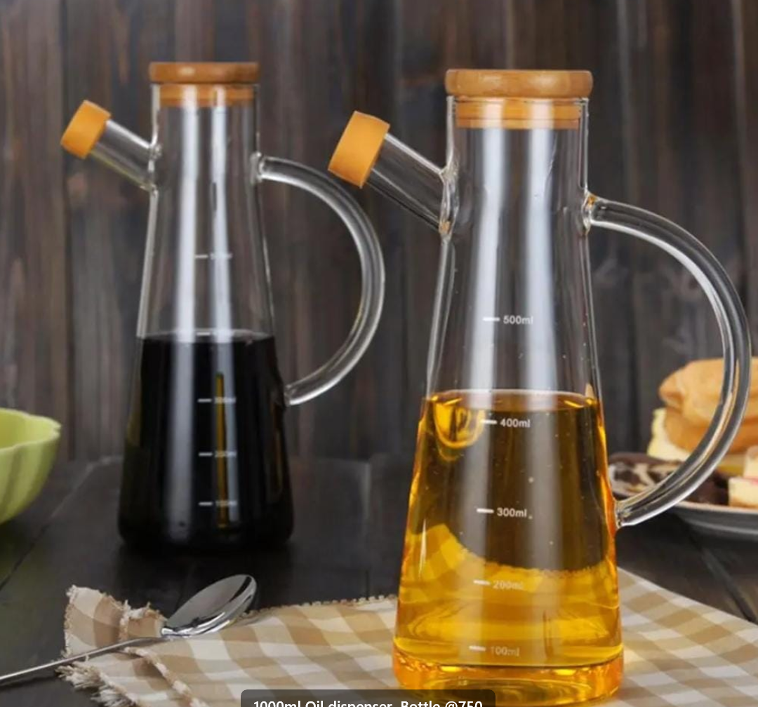 1000ml Oil dispenser  Bottle Cooking Oil Storage Bottle Glass Oil Bottle Vinegar Bottle With A Bamboo Lid