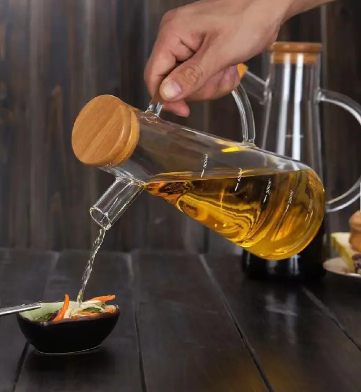 1000ml Oil dispenser  Bottle Cooking Oil Storage Bottle Glass Oil Bottle Vinegar Bottle With A Bamboo Lid