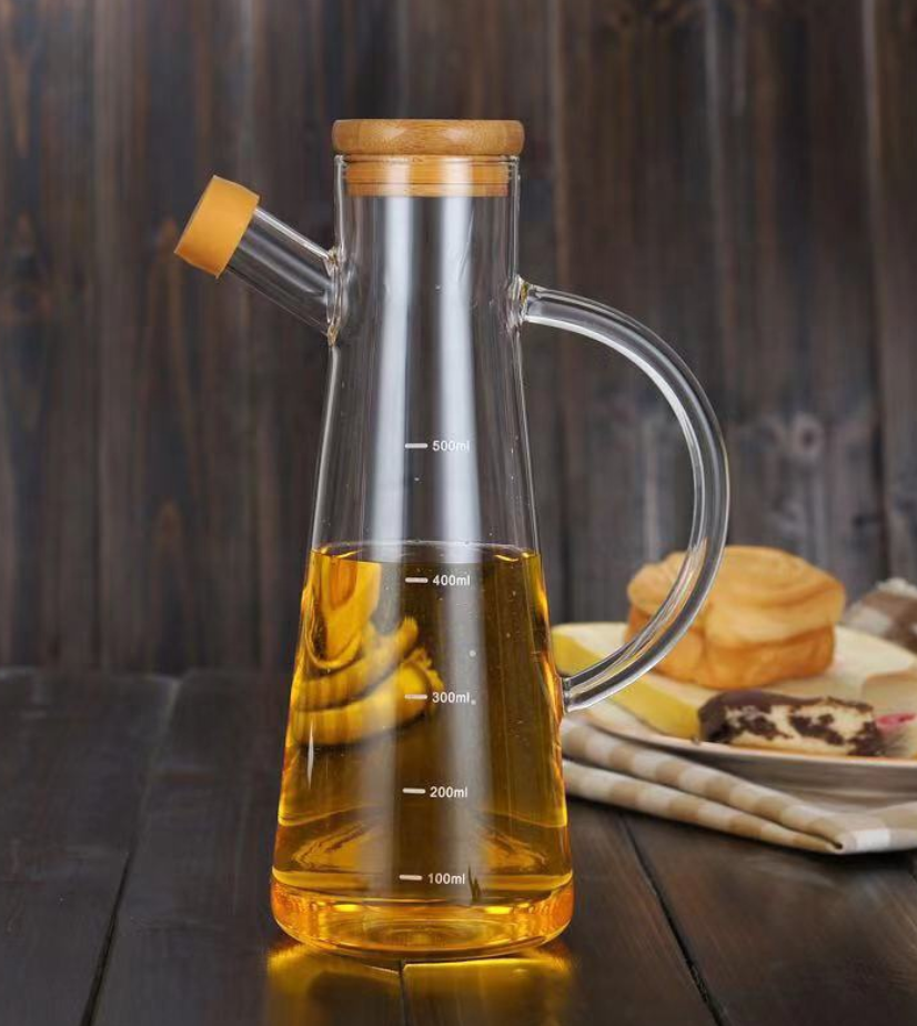 1000ml Oil dispenser  Bottle Cooking Oil Storage Bottle Glass Oil Bottle Vinegar Bottle With A Bamboo Lid