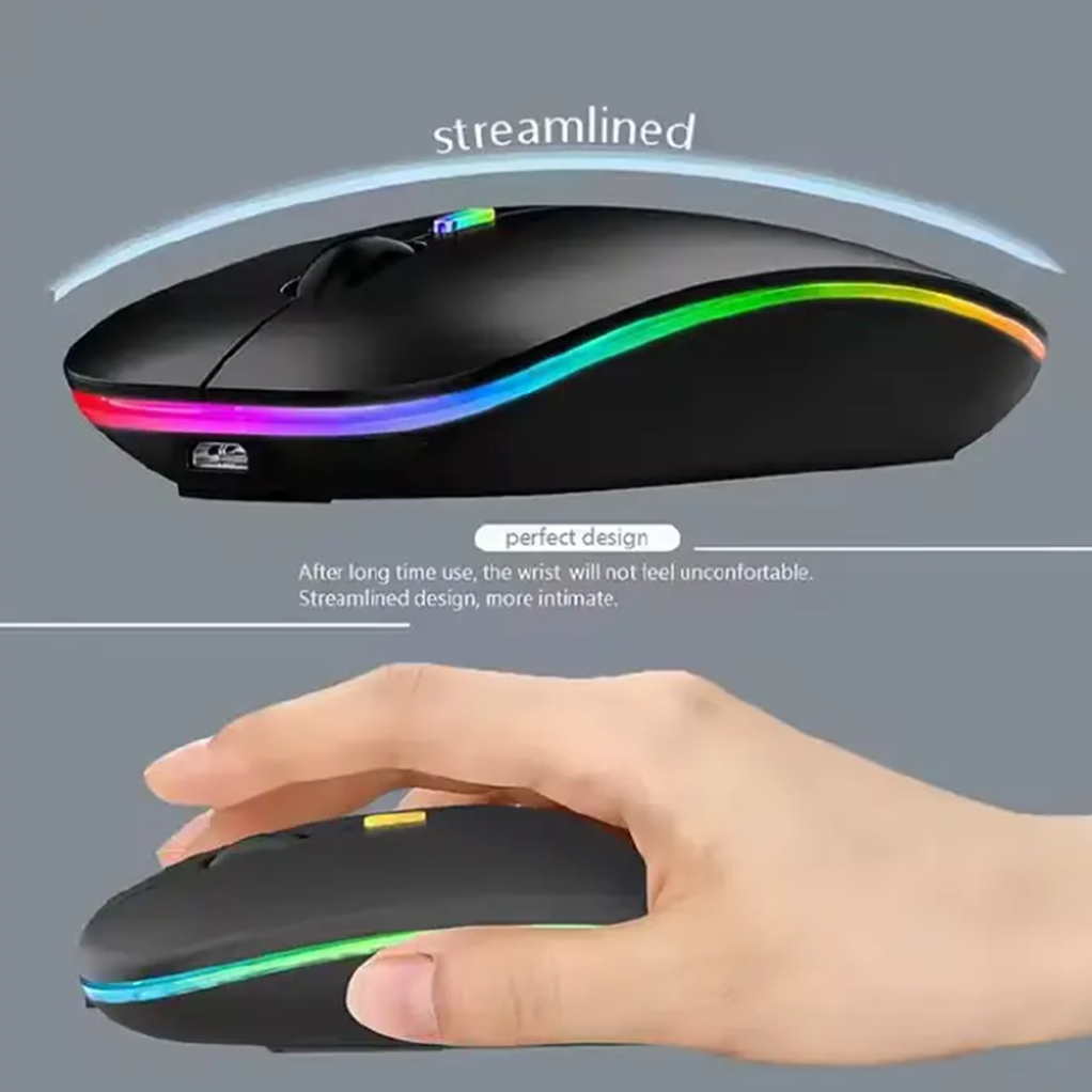 The Rechargeable Bluetooth Wireless Mouse with 2.4G RGB LED Lights