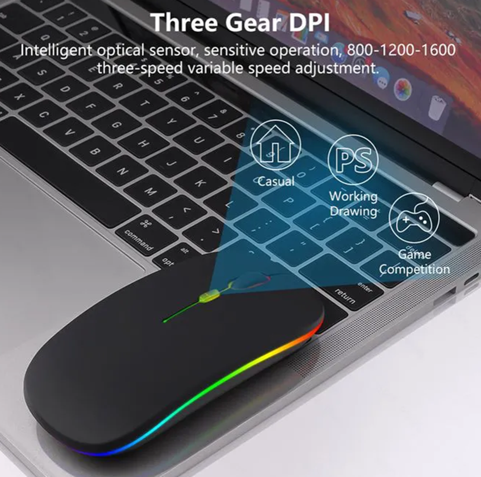 The Rechargeable Bluetooth Wireless Mouse with 2.4G RGB LED Lights