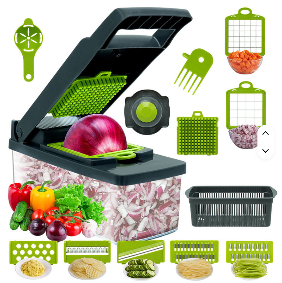 16 in 1 Multifunctional Vegetable Cutter Manual Vegetable Onion Chopper Food Chopper Kitchen Cutter Carrot Chopper. multifunctional Vegetable Chopper and Slicer, Dicing Machine