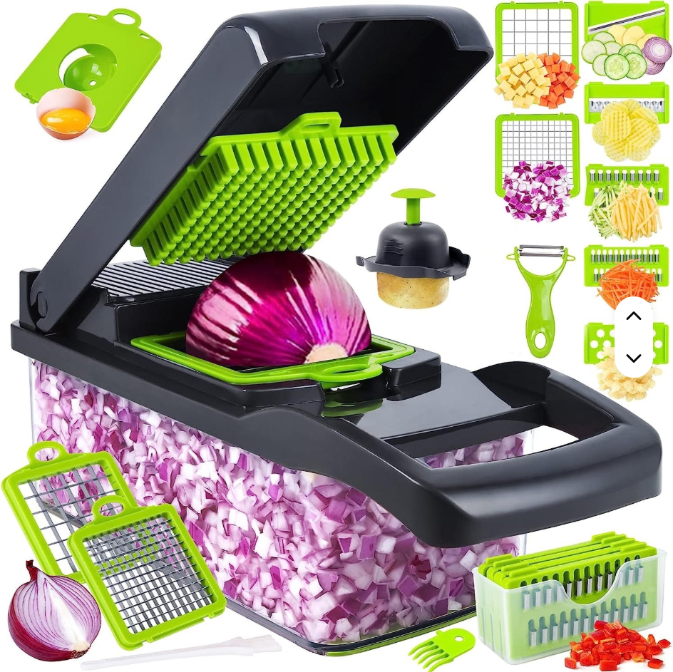 16 in 1 Multifunctional Vegetable Cutter Manual Vegetable Onion Chopper Food Chopper Kitchen Cutter Carrot Chopper. multifunctional Vegetable Chopper and Slicer, Dicing Machine