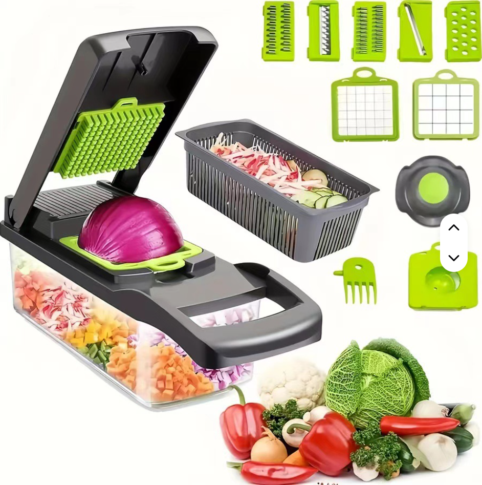16 in 1 Multifunctional Vegetable Cutter Manual Vegetable Onion Chopper Food Chopper Kitchen Cutter Carrot Chopper. multifunctional Vegetable Chopper and Slicer, Dicing Machine