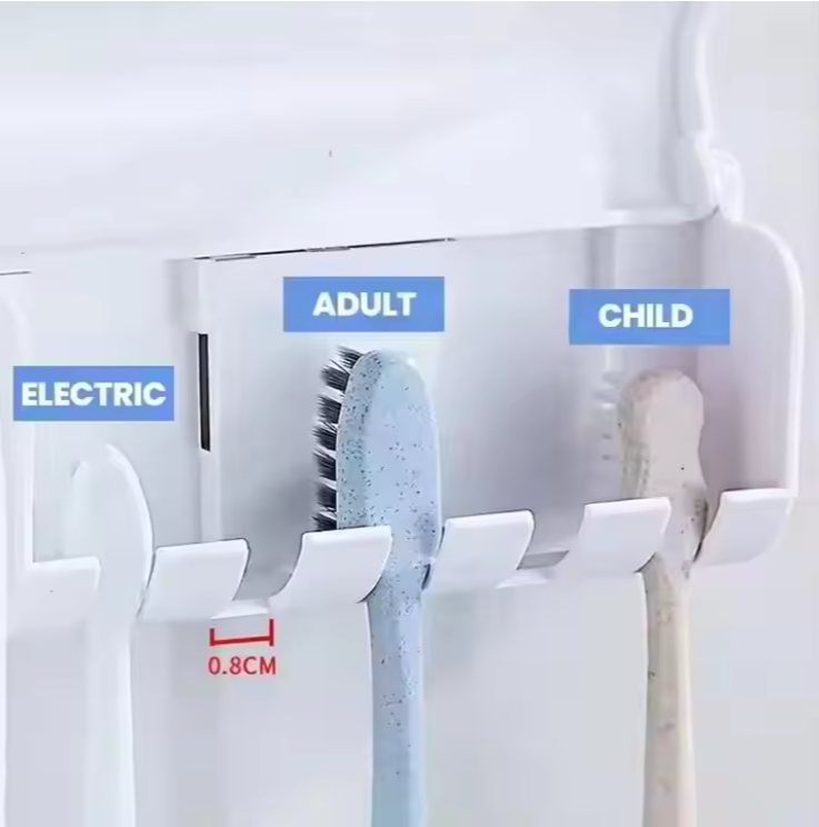 Bathroom Automatic Wall Mount 5 Slot Toothbrush Squeezer Storage Rack Holder Toothpaste Dispenser Toothbrush-Random color