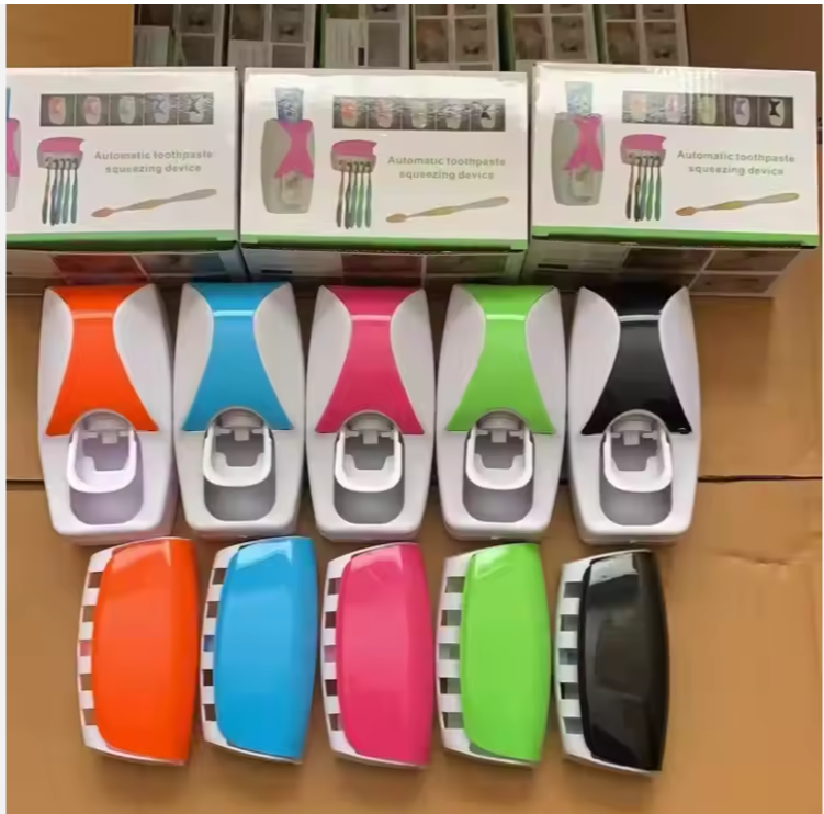 Bathroom Automatic Wall Mount 5 Slot Toothbrush Squeezer Storage Rack Holder Toothpaste Dispenser Toothbrush-Random color
