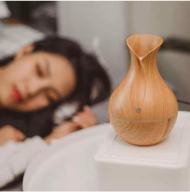 Nordic Wooden Vase USB Humidifier | Aromatherapy Diffuser | Cool Mist | LED Night Light | Bedroom & Office